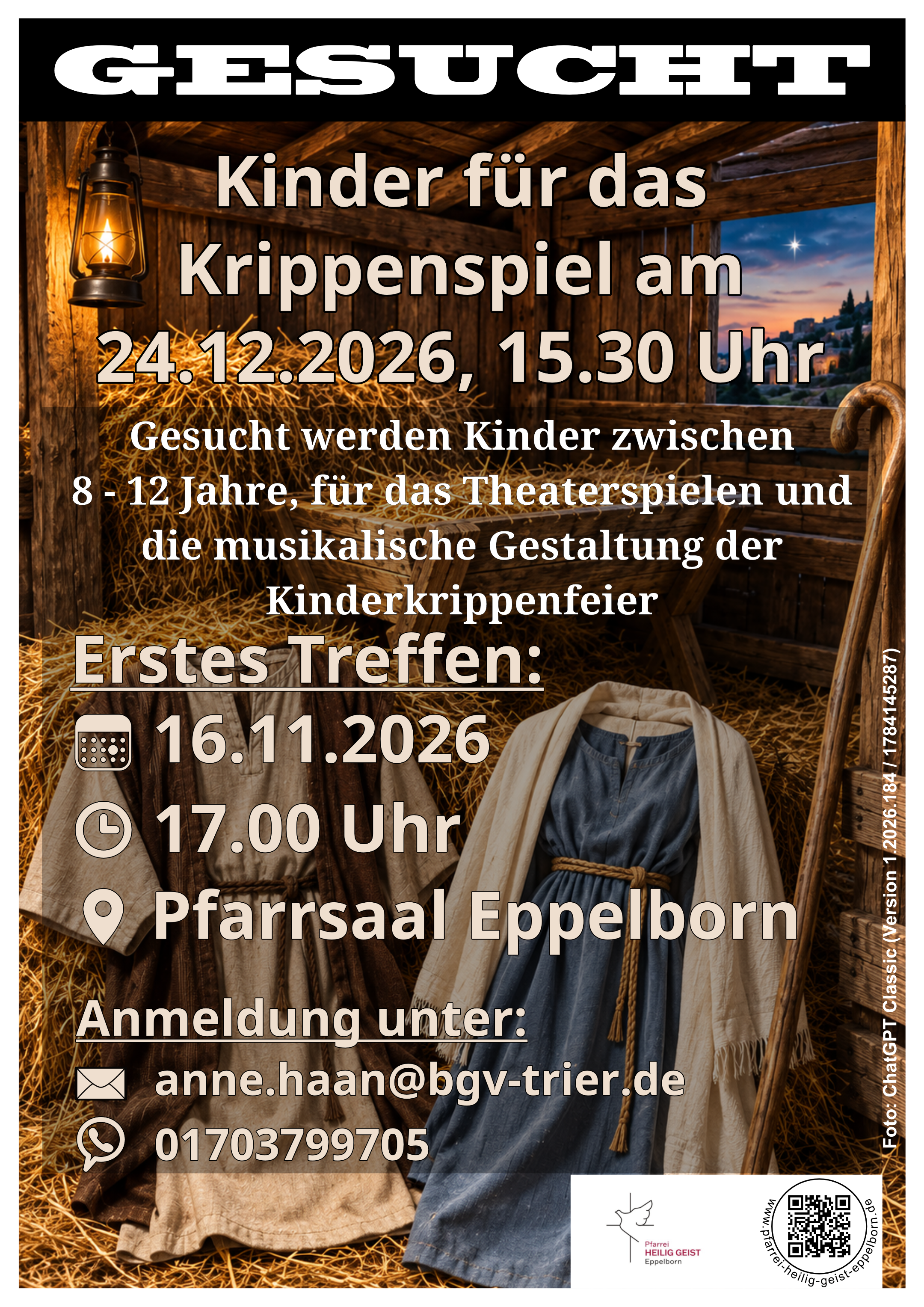 2026 Kinderkrippenspiel Kinder gesuchtE