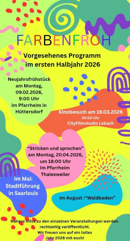 Aktualisierung Programm erstes Halbjahr 2026