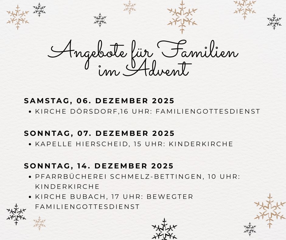 Angebote für Familien im Advent