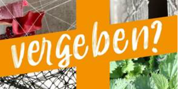 ein orangenes Kreuz mit der Aufschrift 'vergeben?'