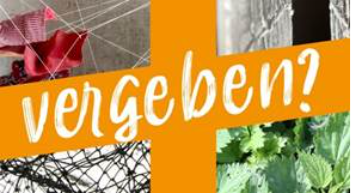 ein orangenes Kreuz mit der Aufschrift 'vergeben?'