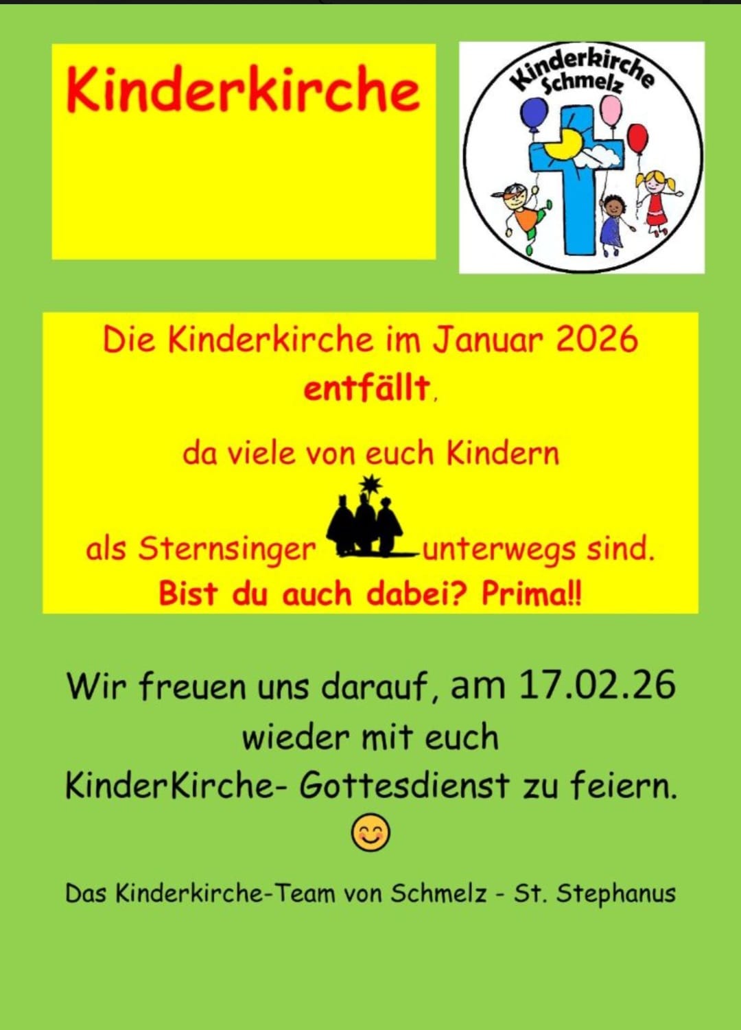 Kinderkirche Schmelz Januar