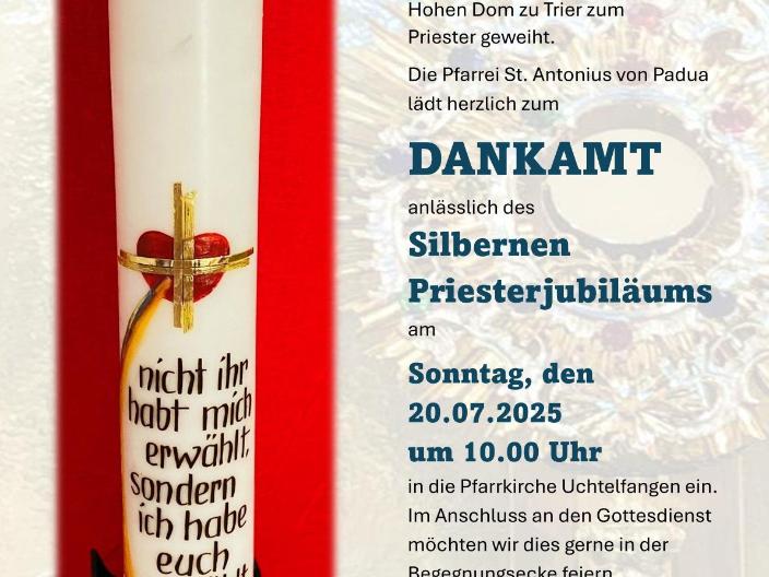 Plakat Einladung Silbernes Priesterjubiläum Pfr. Schuligen
