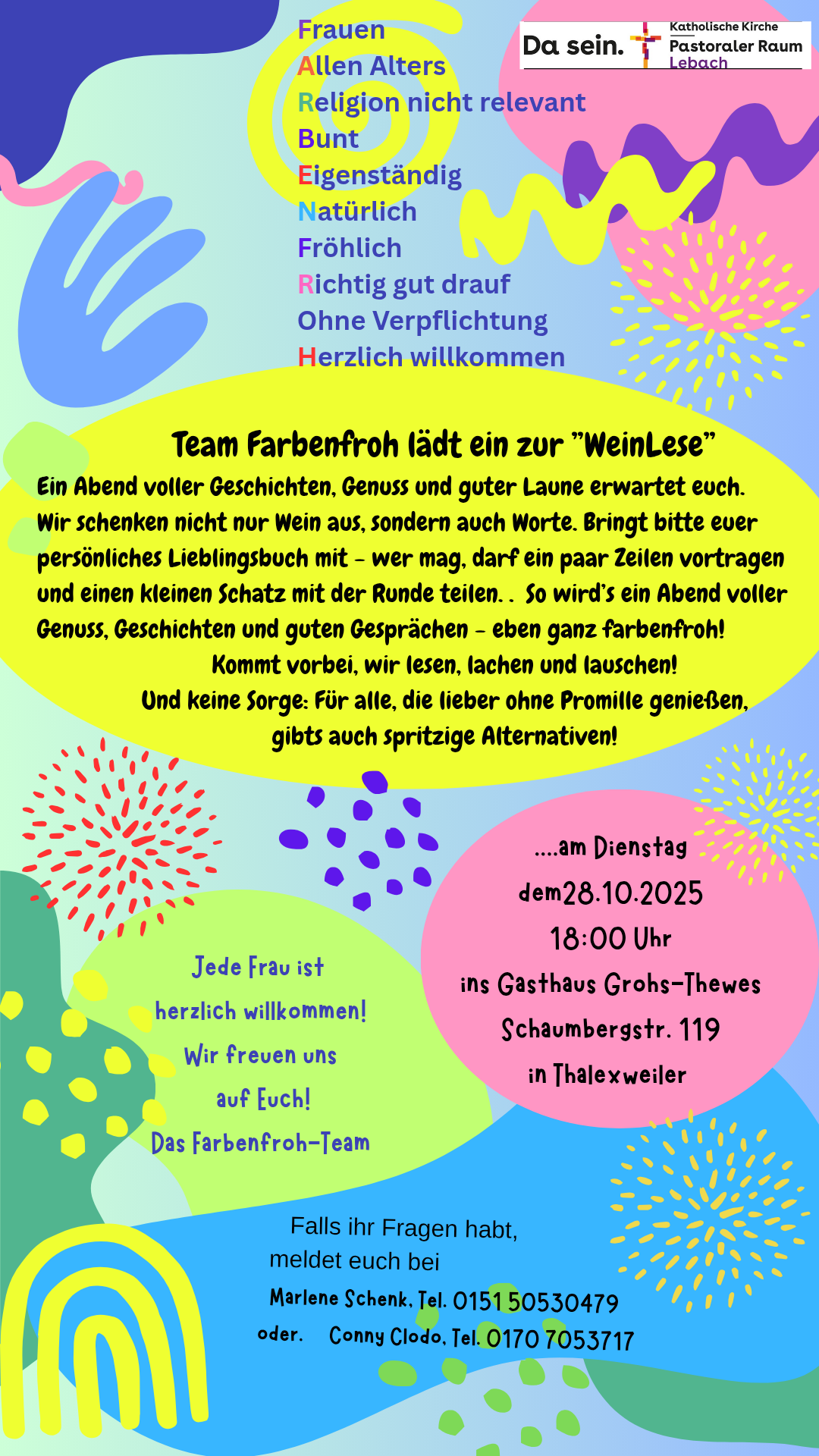 Das Team Farbenfroh lädt zur WeinLese ein