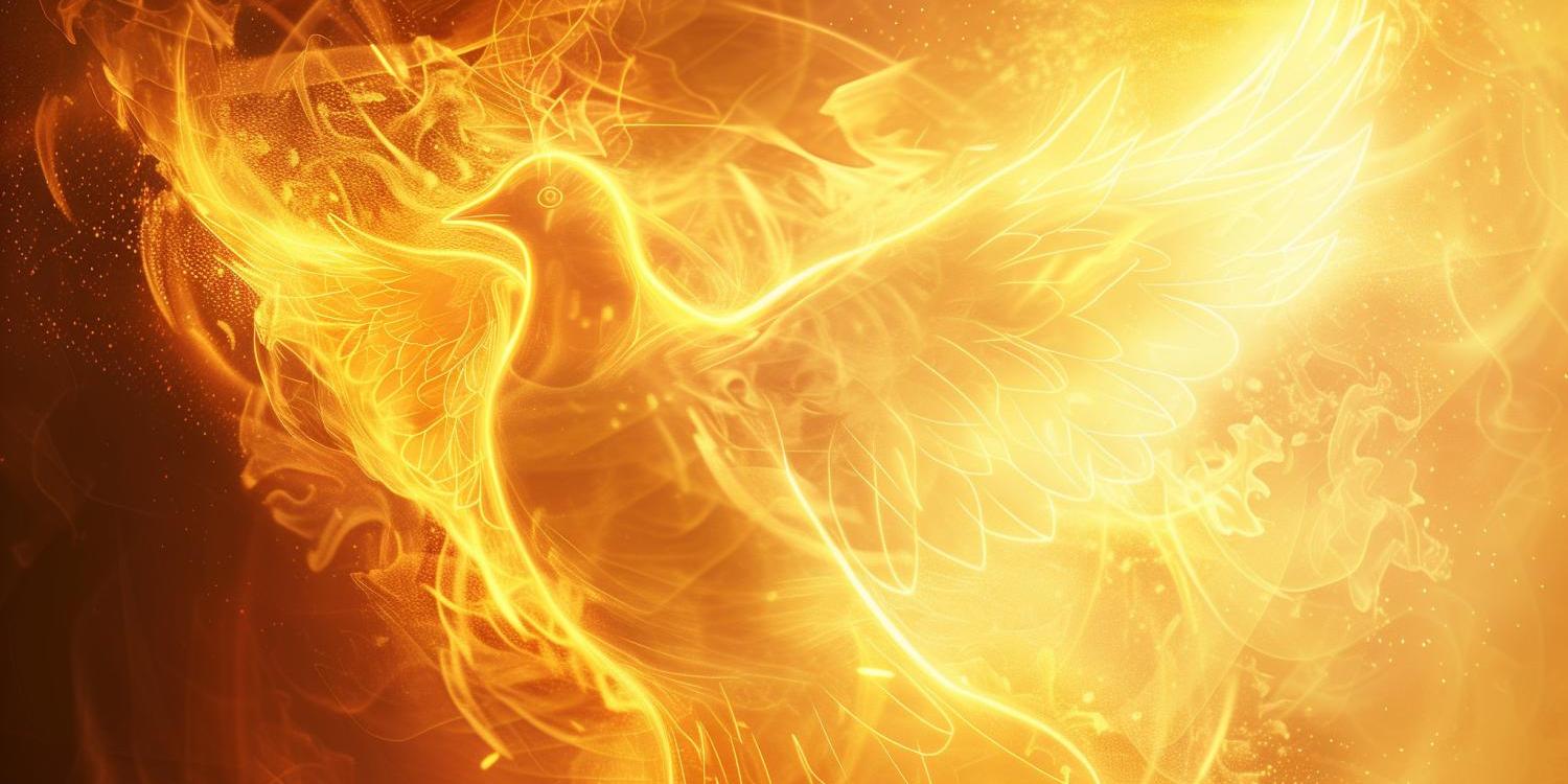 Ein Umriss einer Taube inmitten eines Flammenmeeres