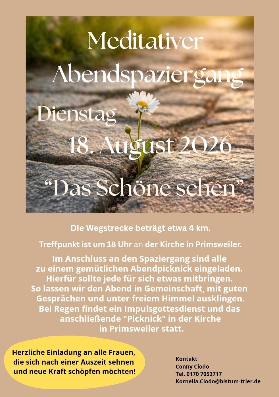Einladung zu einem meditativen Abendspaziergang in Schmelz