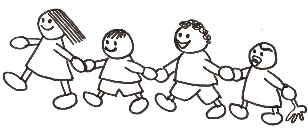 Kinder halten sich an den Händen